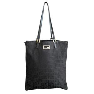 Fendi Women’s Vintage 2005 Zucchino FF Top Handle Canvas Black Silver Tote Purse